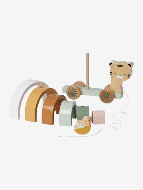 Jouet à empiler et à tirer tigre en bois FSC® vert 3 - vertbaudet enfant 