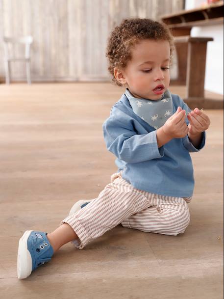 Ensemble 3 pièces bébé  chemise + pantalon + bandana bleu ciel 2 - vertbaudet enfant 