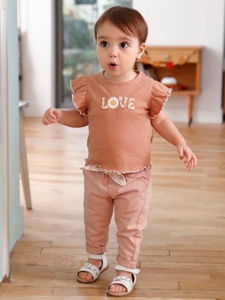 Sandales scratchées en cuir bébé blanc+rose metallise 5 - vertbaudet enfant 