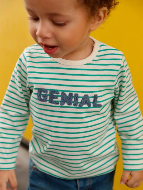T-shirt bébé garçon message encre rayé+vert 7 - vertbaudet enfant 