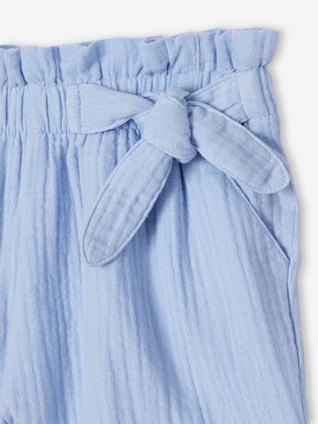 Short en gaze de coton style 'paperbag' fille bleu pâle+corail+jaune pâle+rose blush 3 - vertbaudet enfant 