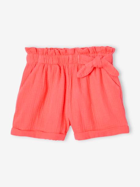 Fille-Short en gaze de coton style "paperbag" fille