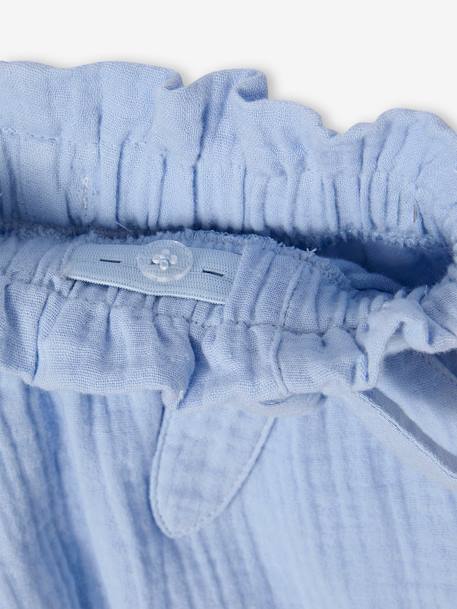 Short en gaze de coton style 'paperbag' fille bleu pâle+corail+rose blush+vanille+vert amande 4 - vertbaudet enfant 