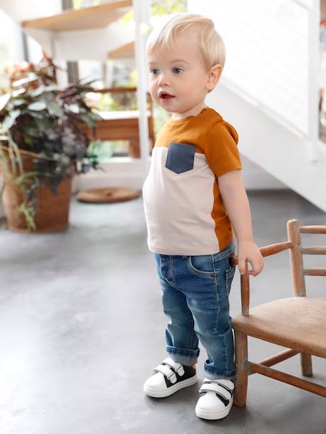 T-shirt colorblock bébé manches courtes caramel+vert grisé 5 - vertbaudet enfant 