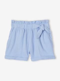 -Short en gaze de coton style "paperbag" fille