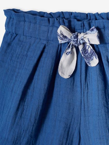 Short cérémonie en gaze de coton finitions écailles fille bleu+bleu imprimé+corail+rose nude 3 - vertbaudet enfant 