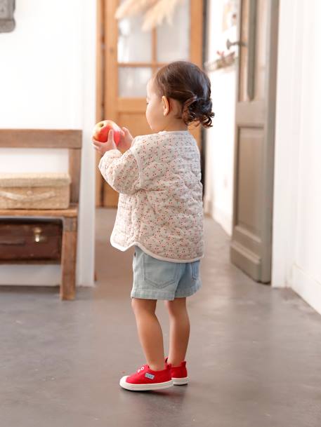 Short bébé fille paperbag avec ceinture imprimée denim bleached 2 - vertbaudet enfant 