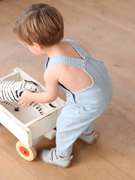 Salopette en denim bébé poches contrastées denim bleached 7 - vertbaudet enfant 