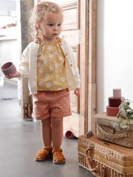 Gilet bébé en côtes anglaises motif irisé écru+rose 8 - vertbaudet enfant 