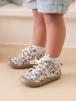 Chaussures-Chaussures bébé 17-26-Bottillons lacés souples en toile bébé 4 pattes