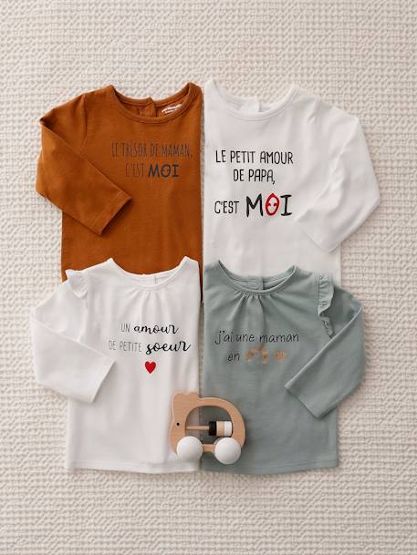 T-shirt bébé à message manches longues blanc+gris chiné 5 - vertbaudet enfant 