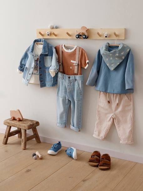 Ensemble 3 pièces bébé  chemise + pantalon + bandana bleu ciel 9 - vertbaudet enfant 
