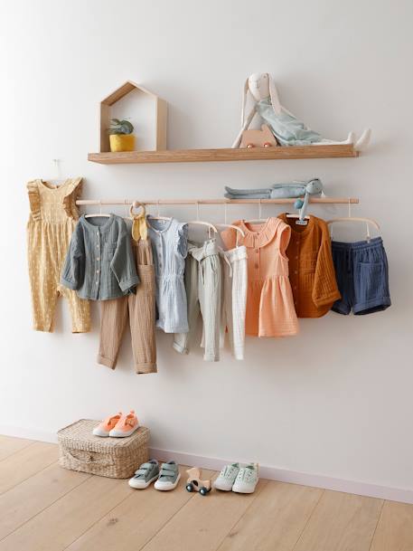 Pantalon bébé fille en gaze de coton écru+vert de gris+vieux rose 4 - vertbaudet enfant 