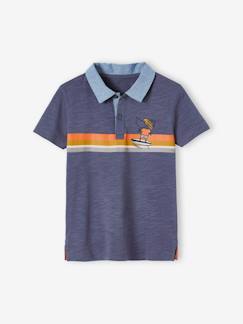 Garçon-T-shirt, polo, sous-pull-Polo-Polo à rayures placées garçon détails en chambray