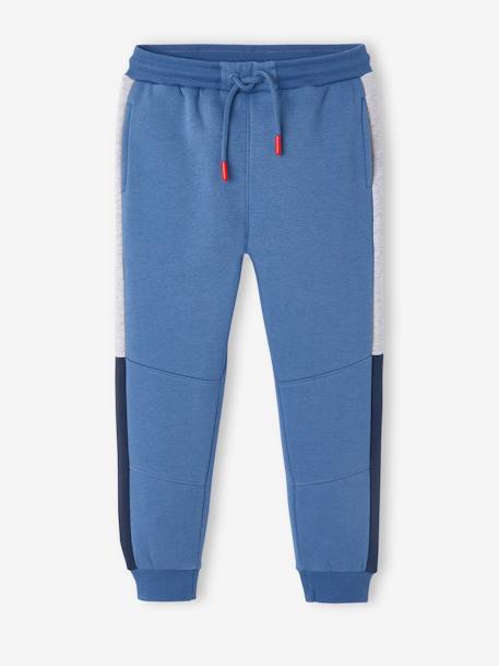 Pantalon de sport garçon en molleton bandes côtés bicolores bleu roi+gris anthracite+gris chiné+noir+vert 1 - vertbaudet enfant 