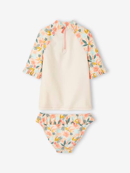 Ensemble de bain anti-UV fille T-shirt + culotte rose pâle 4 - vertbaudet enfant 