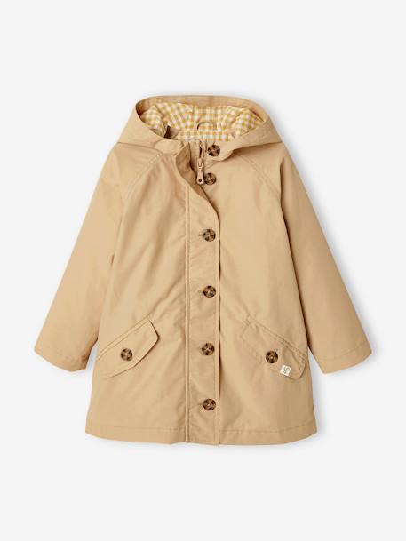 Trench à capuche mi-saison fille beige+kaki 2 - vertbaudet enfant 