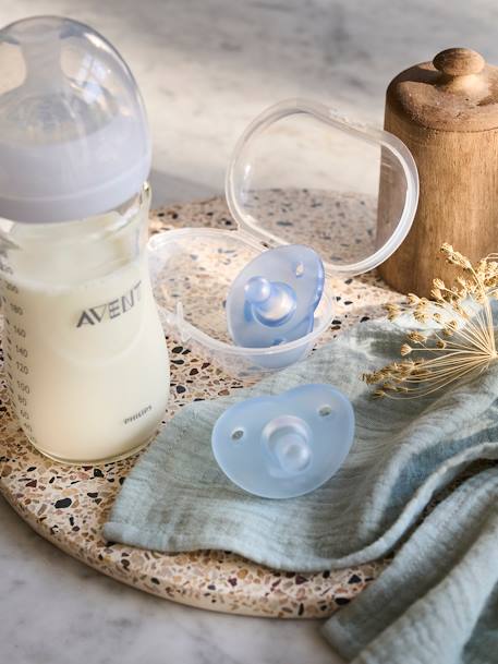 Lot de 2 sucettes nouveau-né Philips AVENT Soothie C½ur Bleu clair + bleu 1 - vertbaudet enfant 