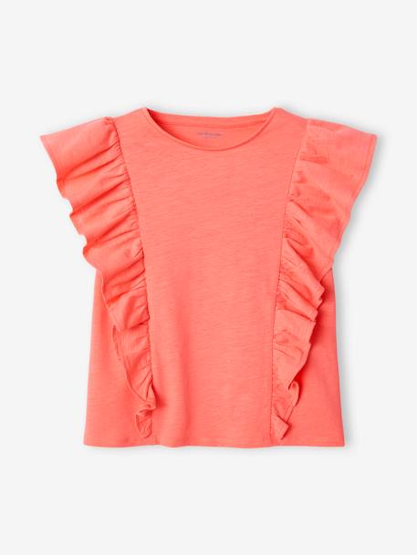 T-shirt à volants fille corail+pêche+vert sauge 1 - vertbaudet enfant 