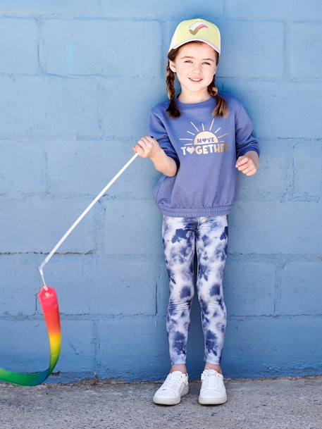 Legging sport imprimé en matière technique fille bleu+terracotta 2 - vertbaudet enfant 