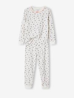 Fille-Pyjama, surpyjama-Pyjama fille en maille côtelée avec imprimé fleuri