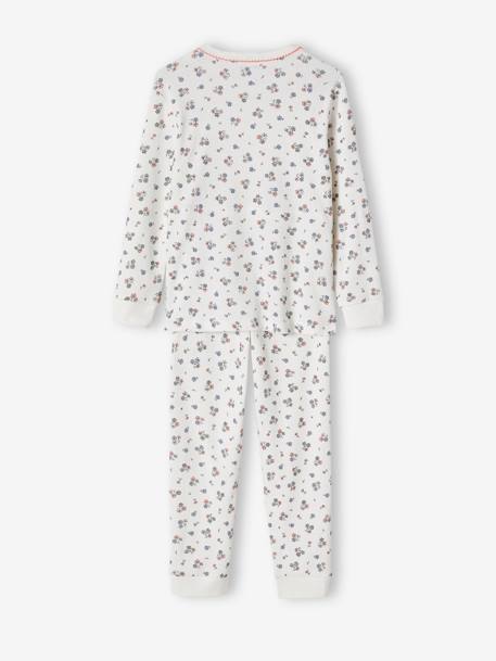 Pyjama fille personnalisable en maille côtelée avec imprimé fleuri écru 5 - vertbaudet enfant 