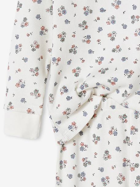 Pyjama fille personnalisable en maille côtelée avec imprimé fleuri écru 6 - vertbaudet enfant 