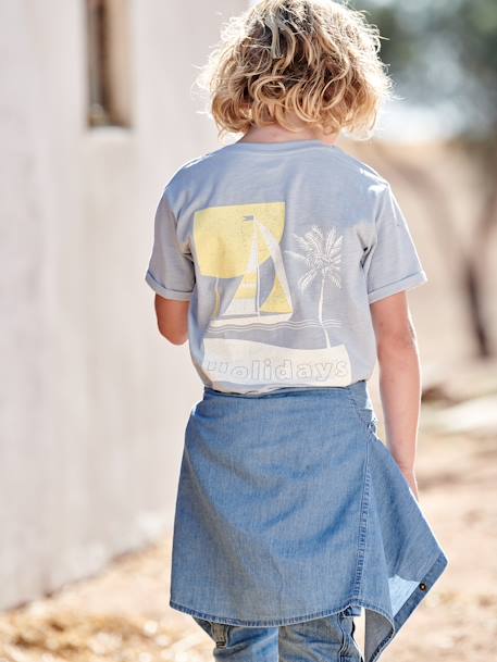 T-shirt maxi motif bateau au dos garçon bleu ciel 1 - vertbaudet enfant 