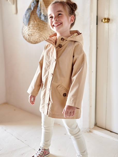 VERTBAUDET Trench Fille Avec Capuche Amovible - Manteau Élégant Enfant