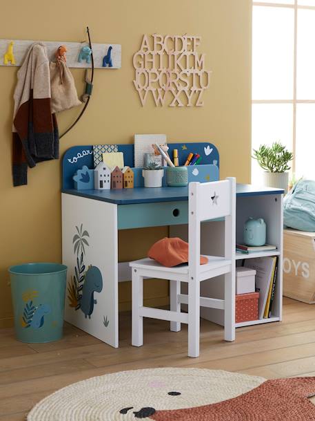 Bureau maternelle ROAAR BLANC MOYEN UNI AVEC DECOR 1 - vertbaudet enfant 