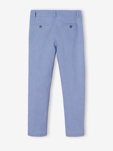 Pantalon chino garçon en coton/lin beige clair+bleu+marine foncé 9 - vertbaudet enfant 
