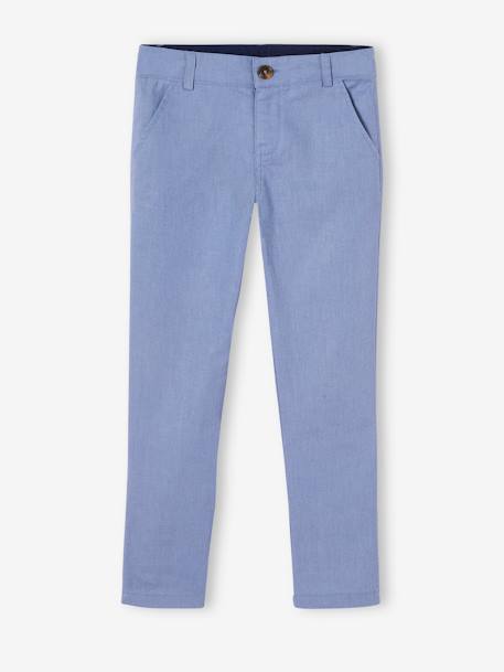 Pantalon chino garçon en coton/lin beige clair+bleu+marine foncé 7 - vertbaudet enfant 