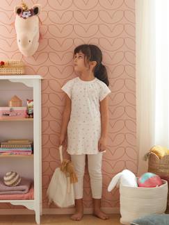 -Chemise de nuit en maille côtelée "cerises" + legging uni fille