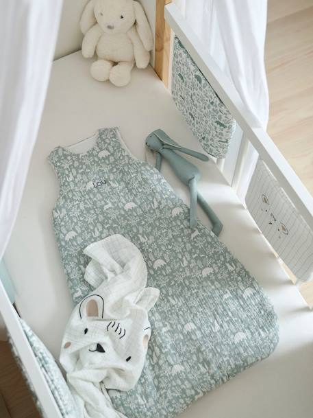 Gigoteuse en gaze de coton personnalisable DANS LES BOIS vert sauge+vieux rose 2 - vertbaudet enfant 