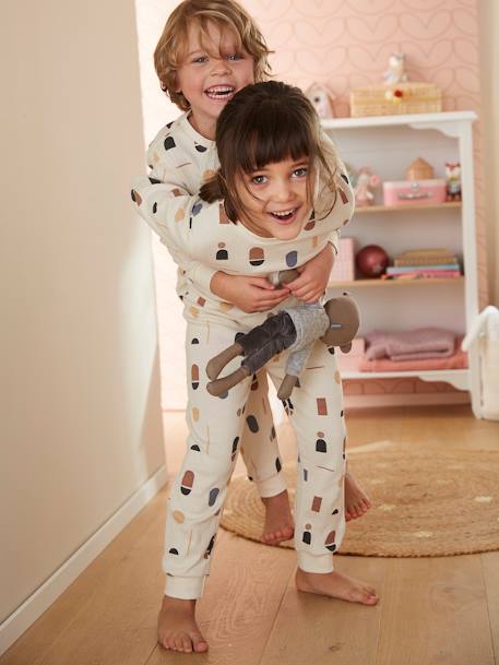 Pyjama côte plate imprimé géométrique garçon écru 2 - vertbaudet enfant 