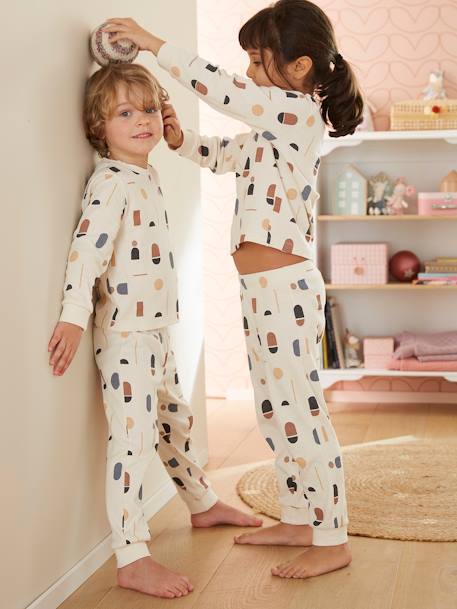 Pyjama côte plate imprimé géométrique garçon écru 3 - vertbaudet enfant 
