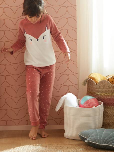 Pyjama fille velours renarde ROSE FONCE 1 - vertbaudet enfant 