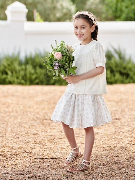 Jupe de cérémonie à fleurs fille blanc imprimé+écru 5 - vertbaudet enfant 