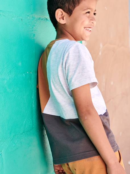 T-shirt sport colorblock garçon manches courtes gris chiné 8 - vertbaudet enfant 