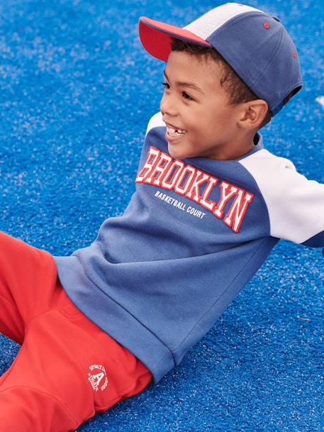 Sweat sport color block team Brooklyn garçon bleu roi 1 - vertbaudet enfant 