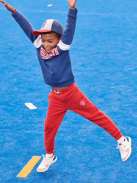 Pantalon jogging 'Athletic' garçon en molleton BLEU CANARD+chocolat+rouge 10 - vertbaudet enfant 