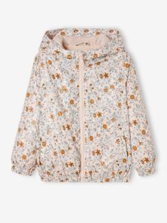 Fille-Manteau, veste-Ciré, trench-Coupe-vent à capuche imprimé fleurs fille