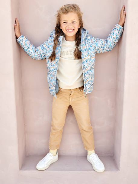 Pantalon Mom et sa ceinture en gaze de coton fille moutarde+pêche+rose 4 - vertbaudet enfant 
