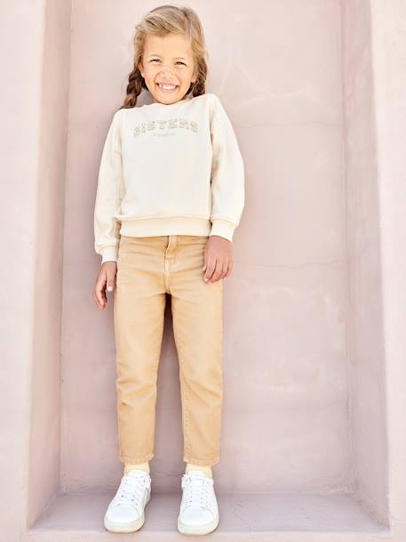 Pantalon Mom et sa ceinture en gaze de coton fille moutarde+pêche+rose 3 - vertbaudet enfant 