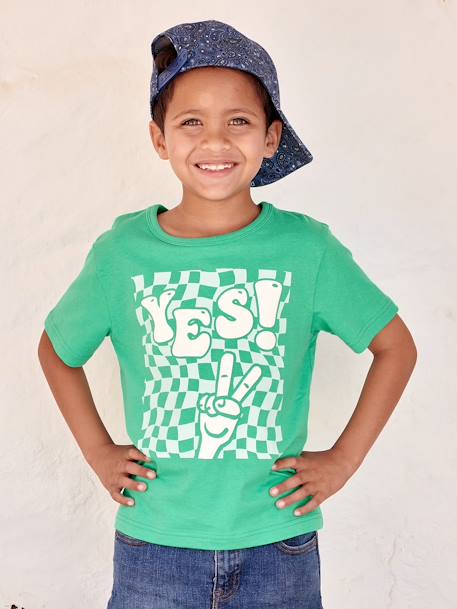 T-shirt maxi motif détails encre gonflante garçon bleu azur+vert 4 - vertbaudet enfant 