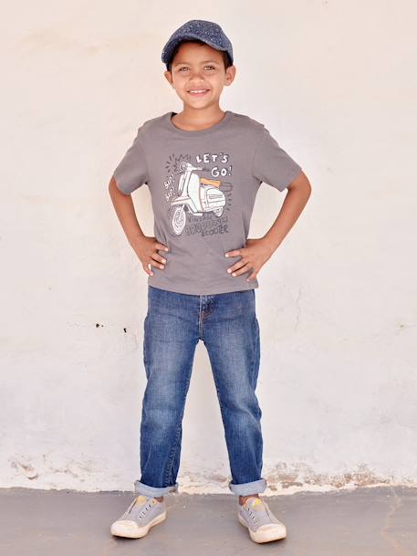 T-shirt motifs graphiques garçon manches courtes bleu clair+ECRU+gris souris+lavande 12 - vertbaudet enfant 
