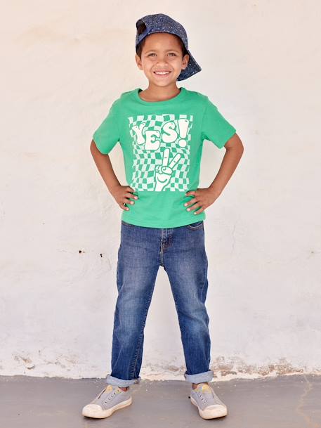 T-shirt maxi motif détails encre gonflante garçon bleu azur+vert 8 - vertbaudet enfant 