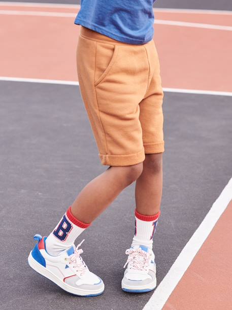 Bermuda garçon en molleton bleu chambray+kaki+marine grisé+noix de pécan 15 - vertbaudet enfant 