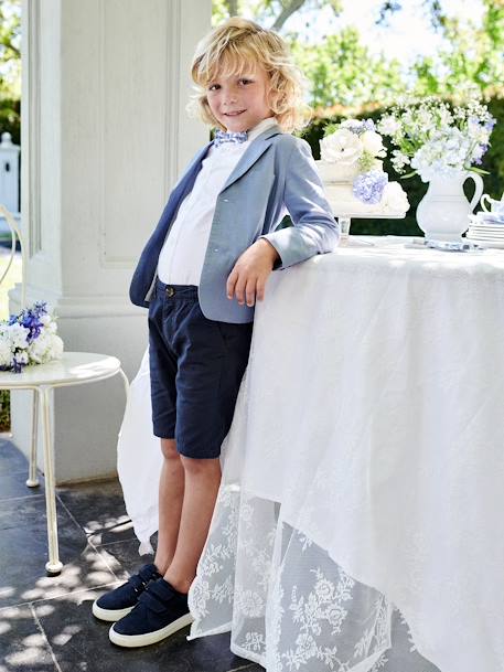 Bermuda garçon cérémonie en coton/lin beige+beige clair+bleu+marine foncé+vert sauge 22 - vertbaudet enfant 