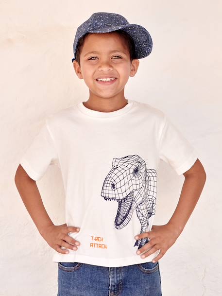 T-shirt garçon motif effet 3-D bleu électrique+écru 4 - vertbaudet enfant 